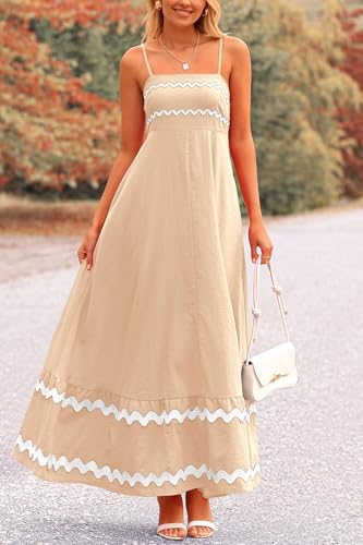 Image of PRETTYGARDEN Women's 2026 Summer Flowy Maxi Dress Casual Sleeveless Spaghetti Strap Ruffle Beach Long Dresses
