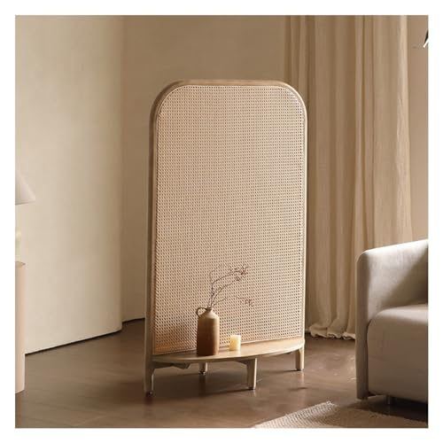 Separador de ambientes de madera maciza con tejido de ratán, pantalla de división independiente retro para sala de estar, entrada y dormitorio