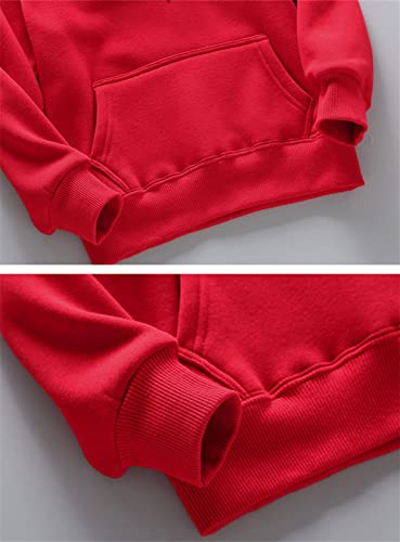 Mercatoo Moletom infantil com capuz e manga comprida, básico, liso, com capuz e bolsos, Vermelho, 3-