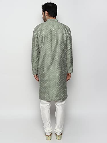 Image of Uri and MacKenzie Embroidery Silk Men's Kurta Pyjama Set