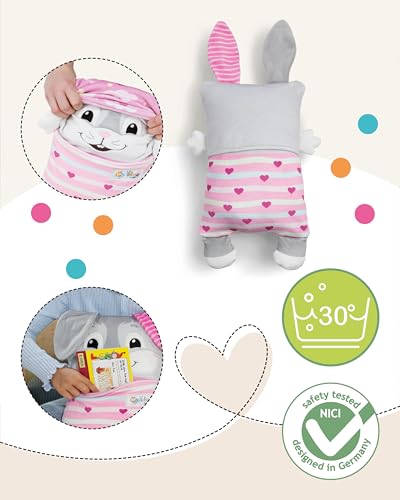 NICI Cosidoo Kuscheltier Hase mit Wendefunktion 30x20cm - grau - Weiches Plüschtier – Für kleine Kuscheltierliebhaber zum Kuscheln & Spielen. Ideal für Zuhause, den Kindergarten oder unterwegs - 62294