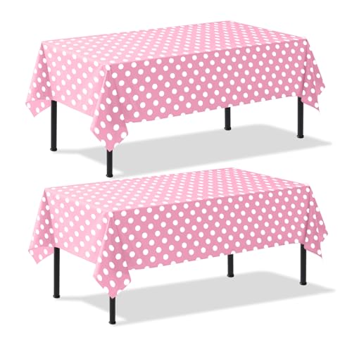 CXSAZRY 2 Pack Light Pink Polka Dot Table Cloth, 54