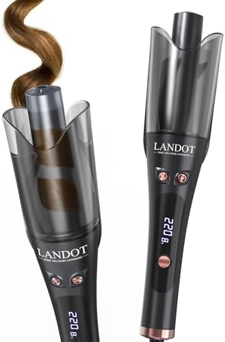 LANDOT Automatic Rotating Curling Iron 1-Inch - Versatile Styling for Salon Waves, Curls & Spirals | 8 Temp Settings & Anti-Scald Design for All Hair Types | Perfect for Daily Use & Beginners