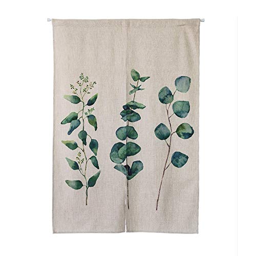KARUILU home Japanese Noren Doorway Curtain/Tapestry 33.5" Width x 47.2" Long (Dollar Leaves)