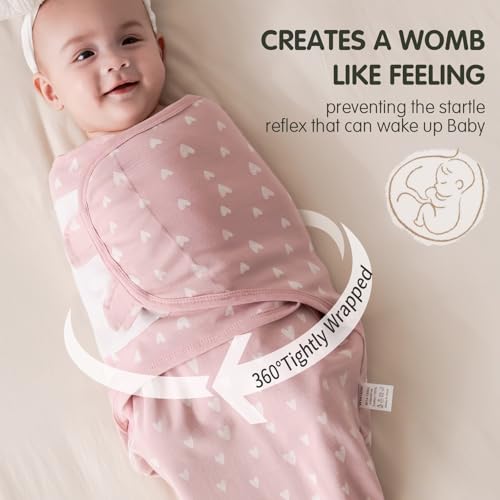 Image of insular Baby Swaddle Wrap, Swaddle Blanket for Newborn and Infant, Adjustable Swaddling Set for Boy and Girl, Soft Cotton Baby Sleep Sack 3 Pack, Pink Swan, Small(0-3 Month)
