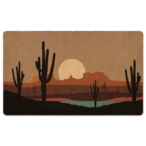 XLDLIOO Boho Western Cactus Door Mat, Desert Landcape Welcome Front