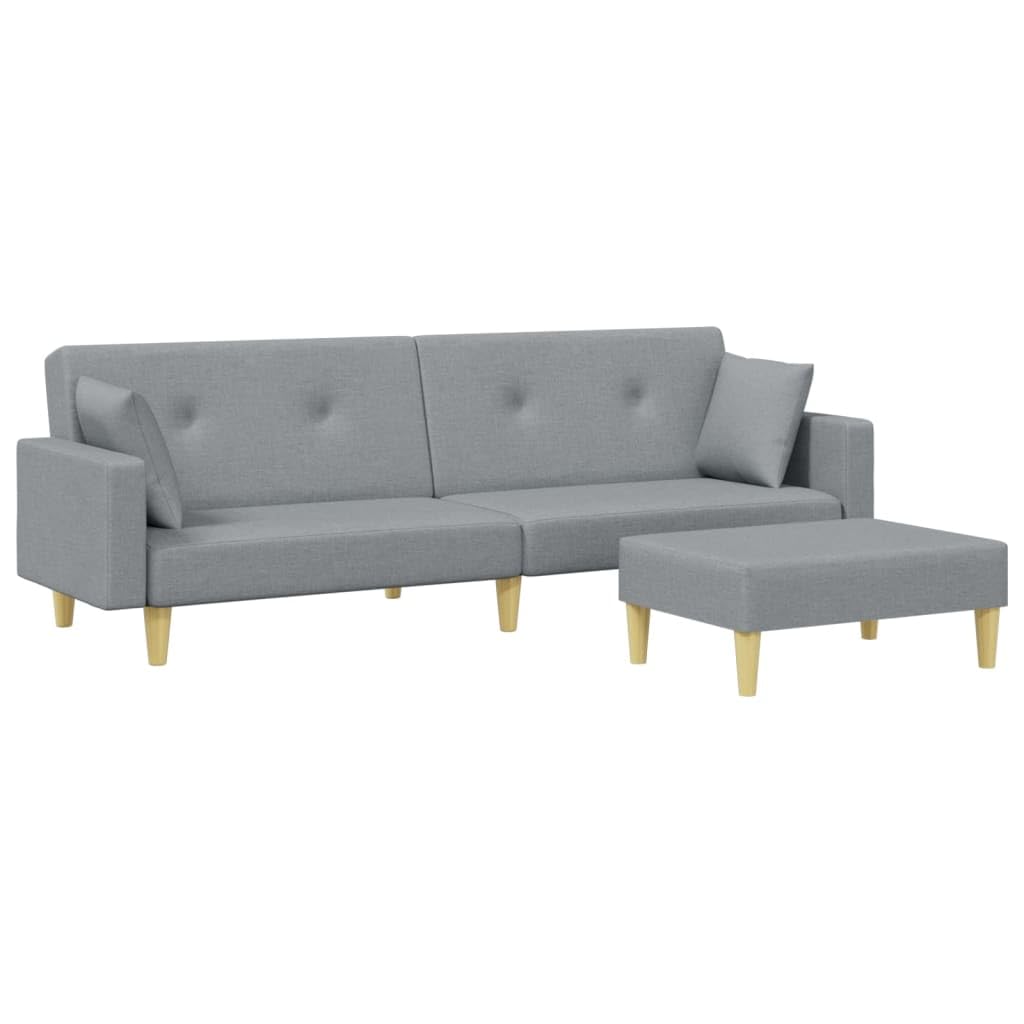 Homgoday Sofá Cama de 2 plazas con Taburete Tela Gris Claro, Sillones de Televisión, Sofás de Descanso Relax, Sofas De Salon, Hogar Sofa Muebles，Asientos Tapizados para Salón Tipo1