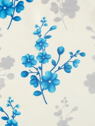 Image of Home Sizzler 2 Pieces Solid Patch Bloom Burst Eyelet Polyester Window Curtains - 5 Feet, Aqua