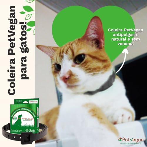 Kit 2un Coleira Repelente Natural para Cães (até 8kg) e Gatos Erva de Santa Maria e Neem