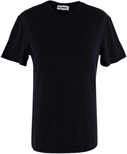 Jil Sander Camiseta Negra con Cuello en V de Segunda Mano