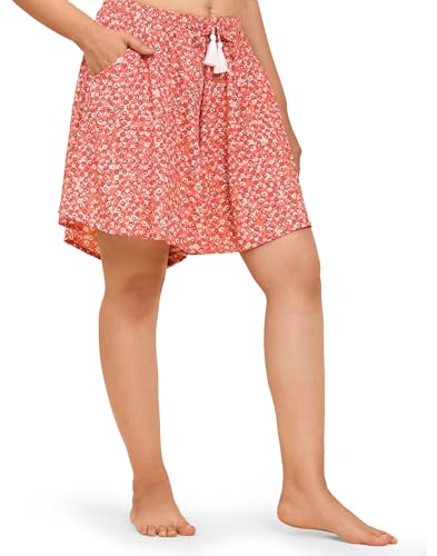 Image of B STORIES Women's Flared Shorts - Culottes with Pockets|Soft Viscose Lounge & Beach Wear|Mid-Rise Elastic Waistband|Casual Indo-Western Half Pants|Summer Resort & Everyday Wear for Women