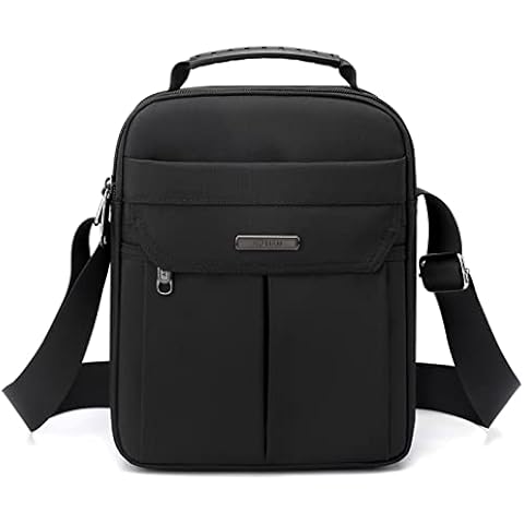 zhongningyifeng Men's Messenger Bag Small Nylon Crossbody Shoulder Bag Waterproof Casual Black Purse for Work Travel Cover