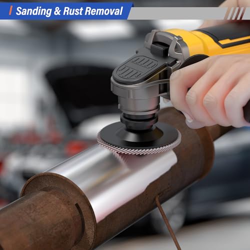 BURMONG 11PCS Holzschnittscheibe Set für Winkelschleifer, Holz Schleifscheiben, Frässcheibe, Klappe Schleifräder, Universalschlüssel & Adapteringe zum Schneiden, Schnitzen, Schleifen & Pol