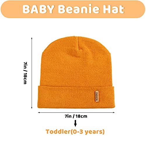 Satinior 4 Pieces Baby Beanies Toddler Beanie Hat For Boys Girls Winter Spring Infant Cozy Hat (Dark Orange, Dark Gray, Black, Beige) #TOP4