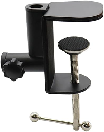 Soporte voladizo fijo de escritorio 2 en 1, accesorios de escritorio para micrófono, abrazadera de mesa de metal negro, soporte para teléfono móvil,