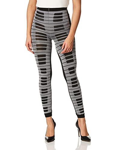 MUSIC LEGS Women's Piano Keyboard Print Leggings, Grey/Black, One Size MUSIC LEGS Women's Piano Keyboard Print Leggings, Grey/Black, One Size
