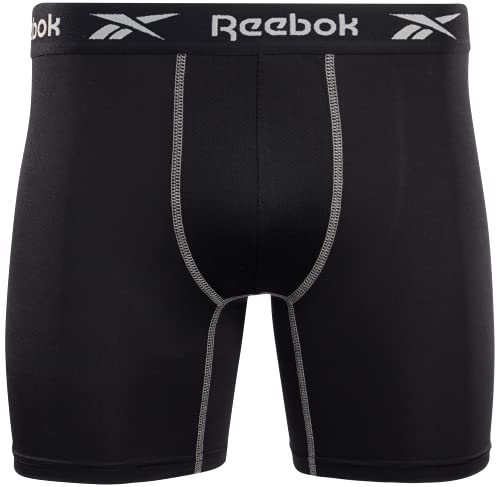 Reebok Men's Boxer Briefs – 4 Pack Quick Dry Moisture Wicking Performance Mens Underwear - Stretchy Soft Boxers for Men S-XL, Size Medium, Black4