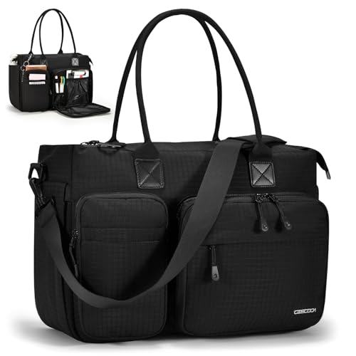 COSCOOA Bolsa de professor para laptop de 15,6 polegadas para mulheres, bolsas de trabalho com bolso isolado, pasta para escritório, enfermagem, Preto, 16x12x6 inch / 40x30x15 cm