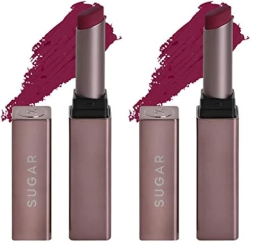 Image of SUGAR Cosmetics Mettle Satin Lipstick | Highly Pigmented & Silky Matte Finish | Creamy Texture | Mango Butter Infused | 2.2 gm - 09 Charlotte (True Blue Red) (Pack of 2)