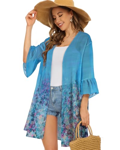 Image of Swimsuit Coverups for Women Sarong Beach Bikini Wrap Sheer Short Skirt Chiffon Scarf for Swimwear