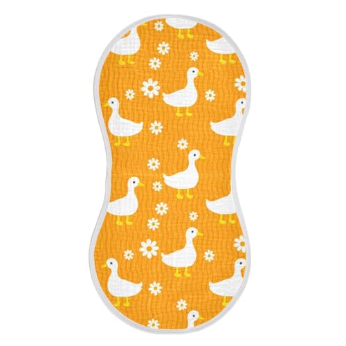 Baby Burp Cloths, Soft Absorbent Burping Cloths for Babies, Cotton Milk Spit Up Rags, Large Size for Newborns, Baby Boys and Girls (Duck Daisy Wave)