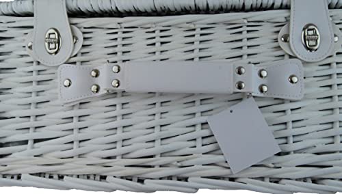 dvier Picknickkorb weiß weide f. 4 Personen inkl. Thermotasche