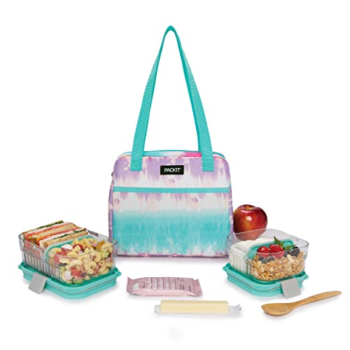Packit Freezable Hampton Lunch Bag, Tie Dye Sorbet, Built With Ecofreeze Technology, Collapsible, Reusable, Zip Closure With Front Pocket And Shoulder Straps, Perfect For Tweens And Adults #TOP5