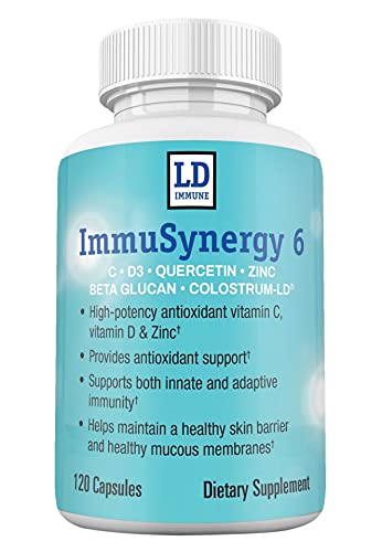 Colostrum-LD ImmuSynergy 10 Capsules - 120 Count-Immune Fortifying Ingredients - Vitamin C, D3, Zinc, Beta Glucan, Quercetin
