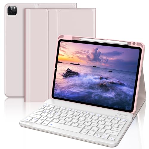 【2025革新モデル】 i-Pad キーボ ード 10.9 インチ - iPad Air 11インチ M3 2025/ M2 2024 キーボード iPad Air5 Air4 キーボード ケース 人気 超軽量 脱着式 iPad Pro 第4/3/2/1世代 用 キーボード ペンシルホルダー付き 耐衝撃 全面保護 多角度調整 日本語説明書付き ピンク