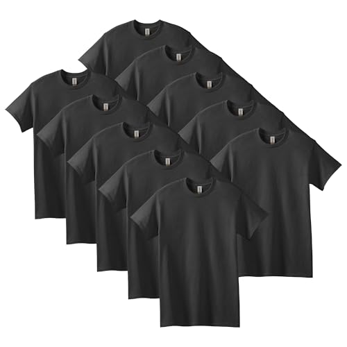 Gildan Mens Heavy Cotton T-Shirt, Style G5000, Multipack, Black (10-Pack), Large US
