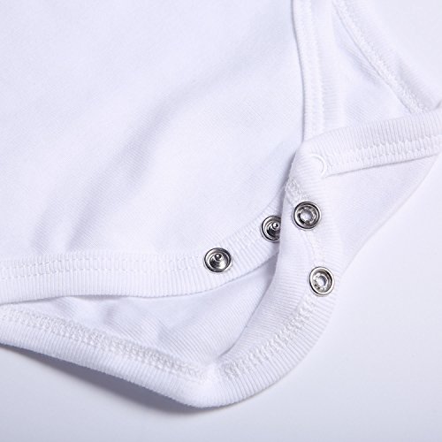 Romperinbox Unisex Solid White Baby Bodysuit 0-24 Months (3-6 Months, White) #TOP3