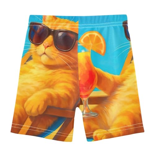 Girls Biker Shorts Toddler Cotton Shorts for Under Skirts Cat Beach Chair Tropical Cocktail Kids Clothing 4t2