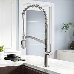 Kraus sellette commercial style pull down kitchen faucet and deck plate in spot free stainless steel kpf 1683sfs  urban country home decor