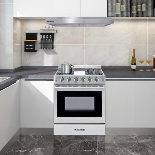 Weceleh Freestanding Gas Range Stove 30 Inch Gas Cooktop Stove 5.56 Cu.Ft. Large Convection Oven,4 Burners 42000Btu,3 Layers Tempered Glass Door Heavy Duty Stainless Steel thumb #5