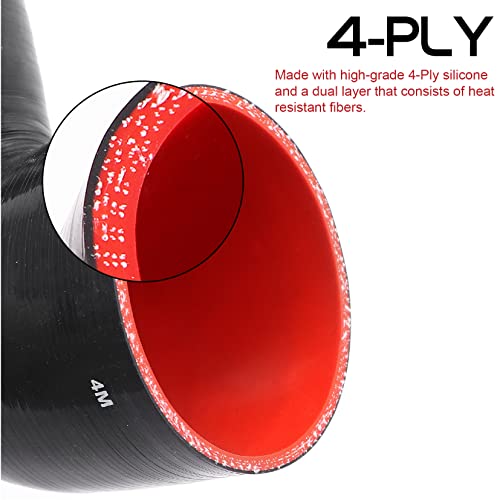 Image of 90 Degree ID 3inch to 4inch Elbow Coupler Silicone Hose 4-Ply with 2PCS Stainless Steel T-Bolt Clamp