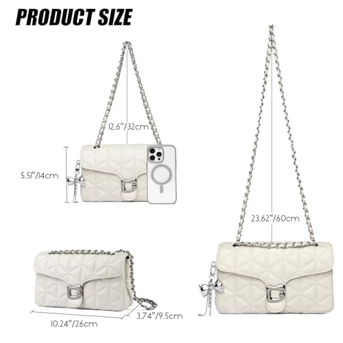 Travistar Quilted Crossbody Bags for Women - Small Vegan Leather Cross Body Purse Trendy Shoulder Bag Elegant Satchel Handbags Designer Evening Chain Clutch Purses with Cute Charm Red by Travistar - Used condition - Image 3