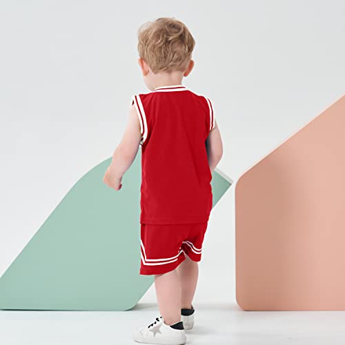Image of Volunboy Kids Sports Shorts Sets Boys Jerseys Tracksuit 2 Piece Basketball Performance Tank Top and Mesh Shorts Set
