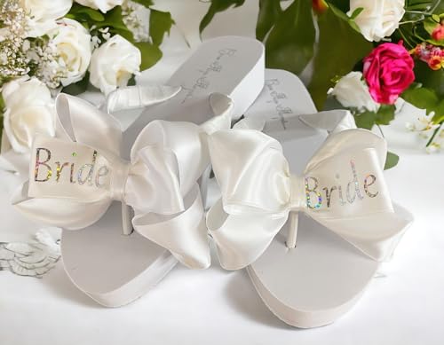 Gold Bride Glitter Bling Bow Flip Flops for the Wedding4