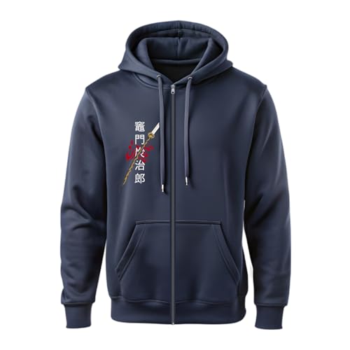 Image of Anime Zipper Hoodie for Men Stylish | Regular Fit Demon - Slayer Printed Hoodie | Cotton Fleece Long Sleeve Zip Up Hoodie Sweatshirts