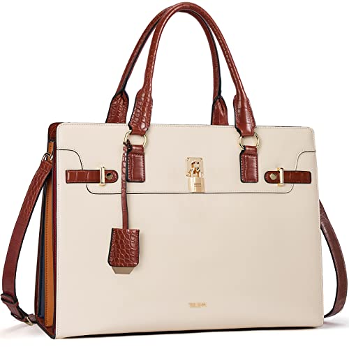Telena Laptoptasche für Damen, Leder, 39,6 cm (15,6 Zoll), Beige / Braun Cover