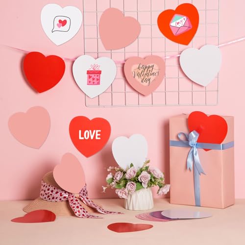 MixTeach 72 Peças De Recortes De Coração De Dia Dos Namorados, Grande Coração De Papel Vermelho Rosa