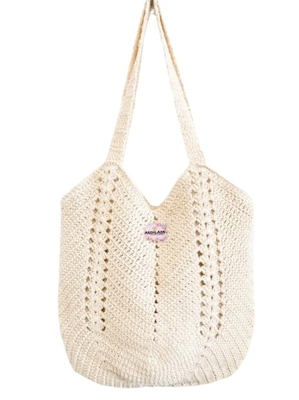 ARSHLAZA Womens Crosia Relaxed Fit Handmade Bag Shoulder Bag Off White Bag Crochet Market Bag Crochet Beach Bag Gift For Special Occasion Beautiful Pack Of 1 [Cros3] (B0CNTVFQC4) Amazon Price History, Amazon Price Tracker