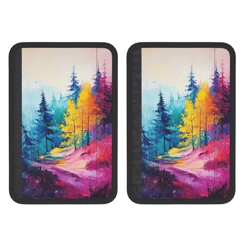 Colorful Mountain Trees Car Seat Belt Cover 2 Pack Seatbelt Strap Shoulder Pad Protector Universal Comfort for Car