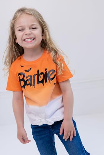 Barbie Toddler Girls' Short Sleeve T-Shirt Orange White Ombre 4T - image 2