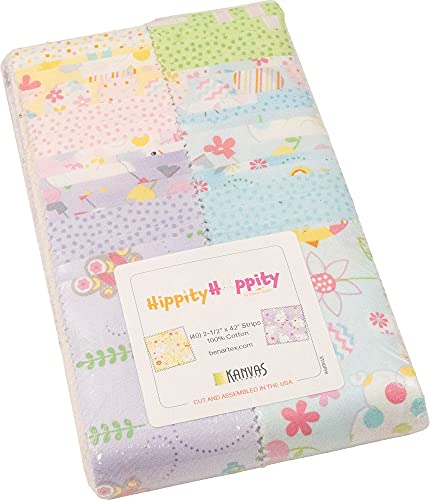 Kanvas Studio Hippity Hoppity Strip-Pies 40 2.5-Inch Strips Jelly Roll Benartex #TOP9