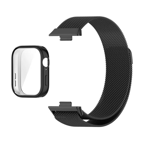 YYSTRAP Metal Strap For Huawei Watch Fit 3 4 4 Pro Band With TPU Case Screen Protector(Black Strap ad Case,For Watch Fit 4 Pro)
