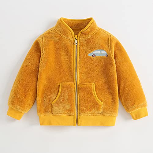 Toddler Boys Girls Winter Windproof Cartoon Coat Jacket Kids Warm Fleece Outerwear Cute Fall Winter (Yellow, 3-4 Years)2