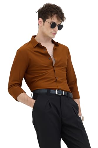 Image of SNITCH PSF Mens Shirts | Slim Fit Design | Poly Blend Fabric, Classic Spread Collar & Full Sleeves, Versatile for Casual & Formal Wear