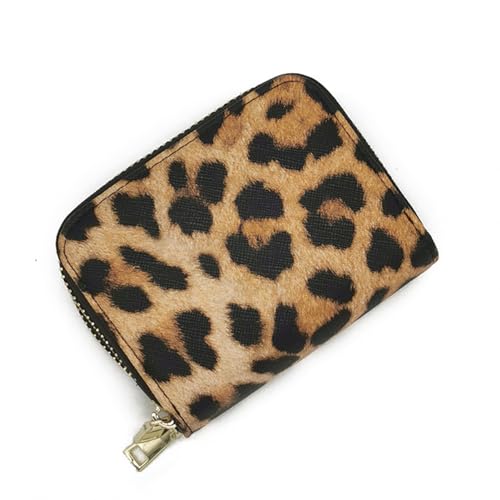 Leopard Print Wallet for Women Multi Slot Dual Zip Accordion Card Holder ID Document Organizer Anti-Loss Design Slim Lightweight Travel Everyday Use