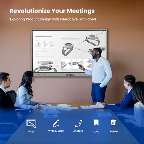 Image of Cornea 86 Inches 4K UHD Touch Screen LED TV UltraTouch Display Interactive Flat Panel with Monitor(3840 x 2160 Pixels)Android13 With Display Stand Heavy Duty Adjustment Floor TV Trolley with Brackets.